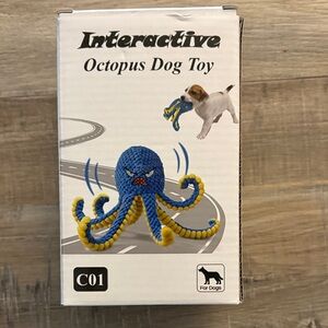 Brand New, Interactive, Blue and Yellow Octopus Dog Toy